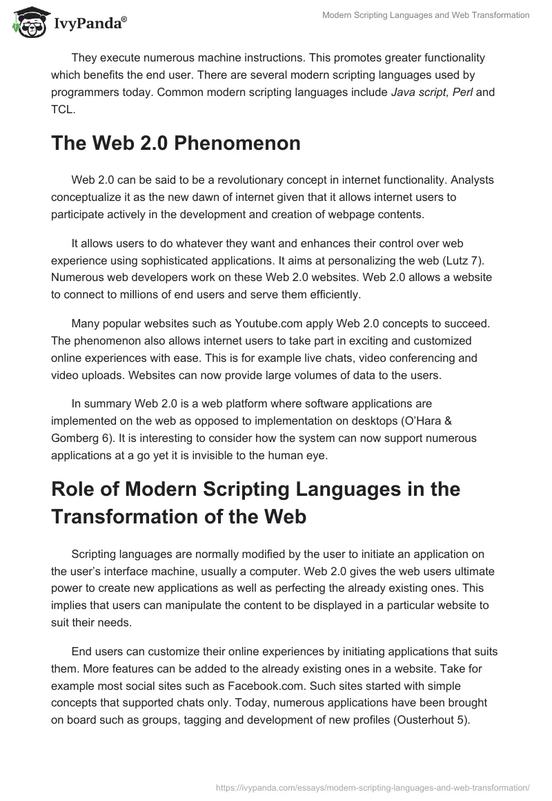 Modern Scripting Languages and Web Transformation. Page 2