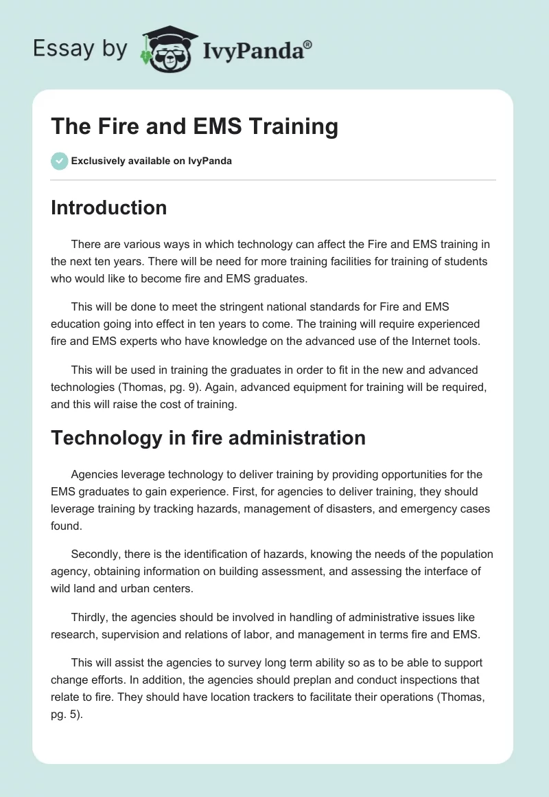 The Fire and EMS Training. Page 1