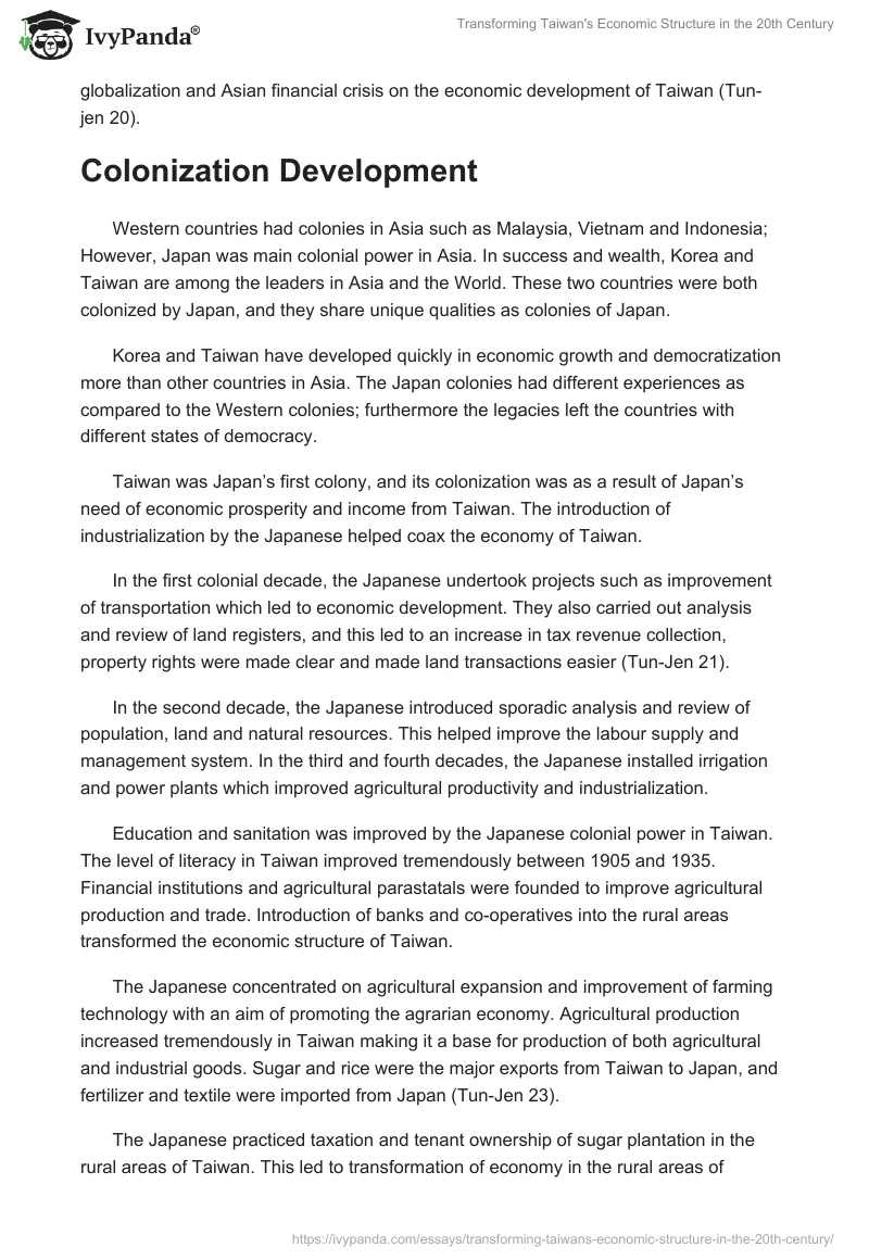 Transforming Taiwan's Economic Structure in the 20th Century. Page 2