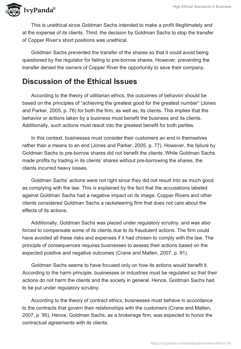 High Ethical Standards in Business. Page 3