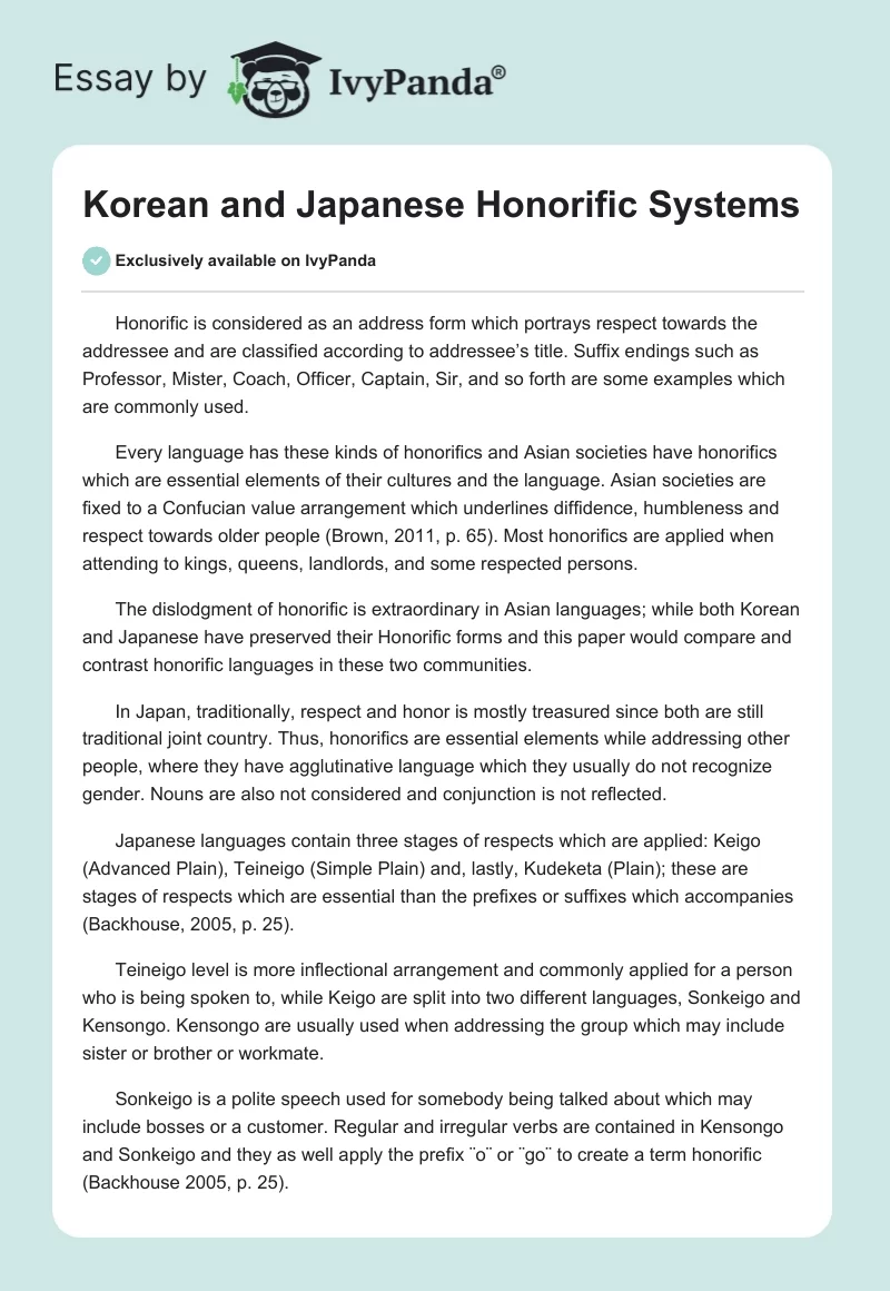 Korean and Japanese Honorific Systems. Page 1