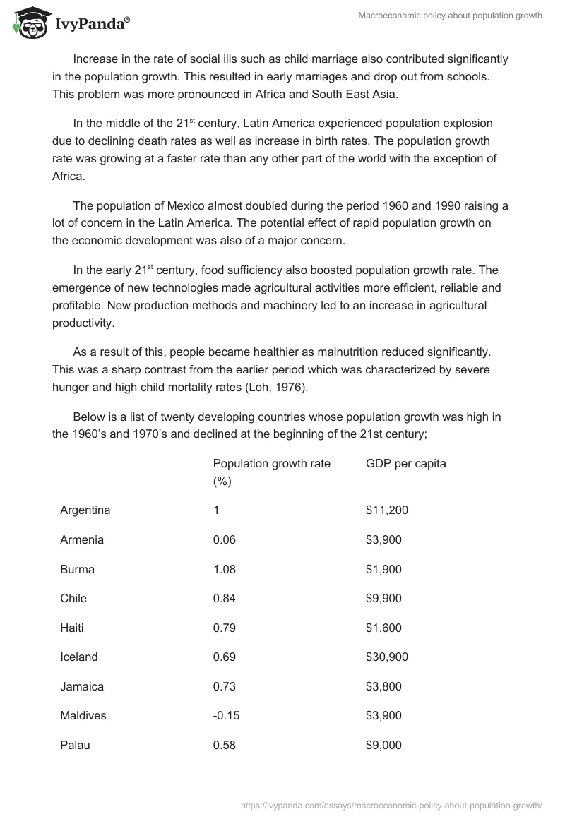 Macroeconomic Policy About Population Growth. Page 4