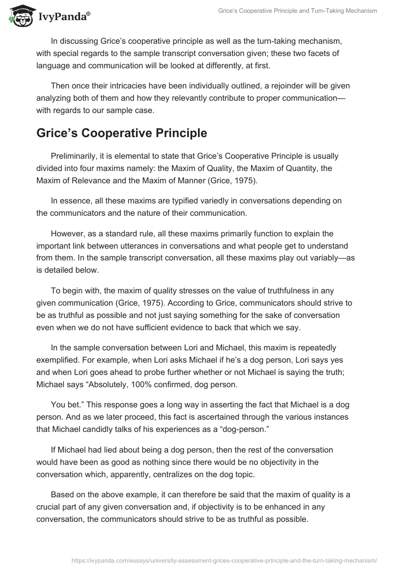 Grice’s Cooperative Principle and Turn-Taking Mechanism. Page 2