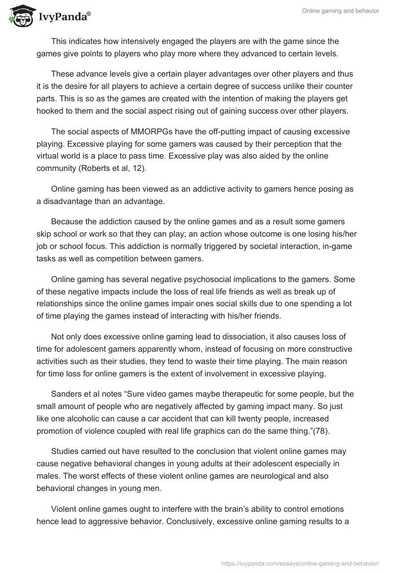 Online gaming and behavior. Page 3