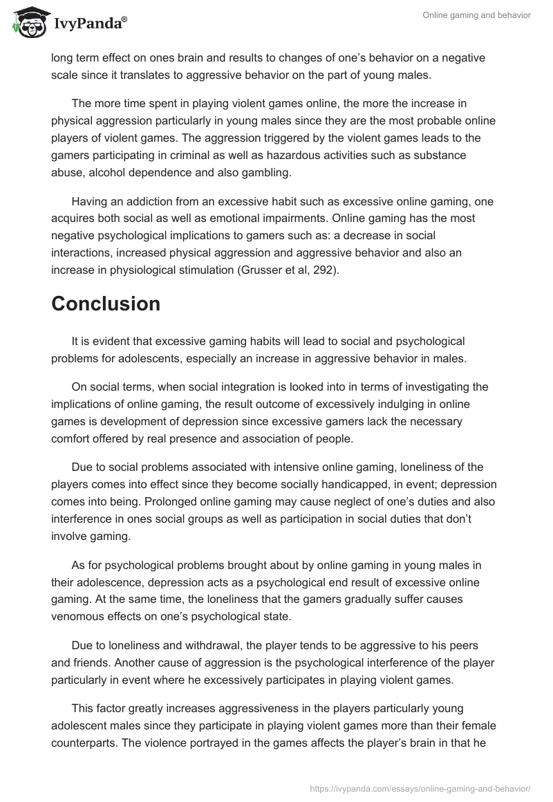 Online gaming and behavior. Page 4