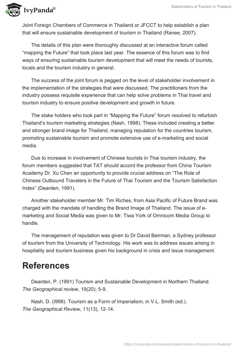 Stakeholders of Tourism in Thailand. Page 2