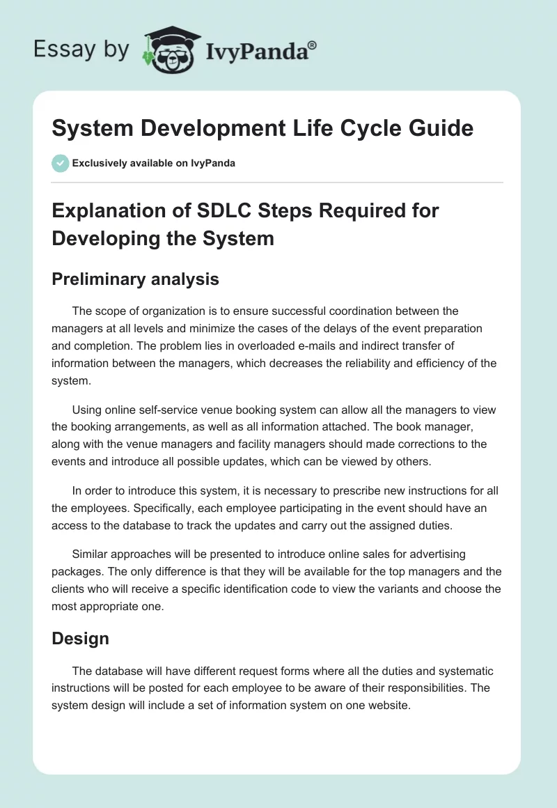 System Development Life Cycle Guide. Page 1