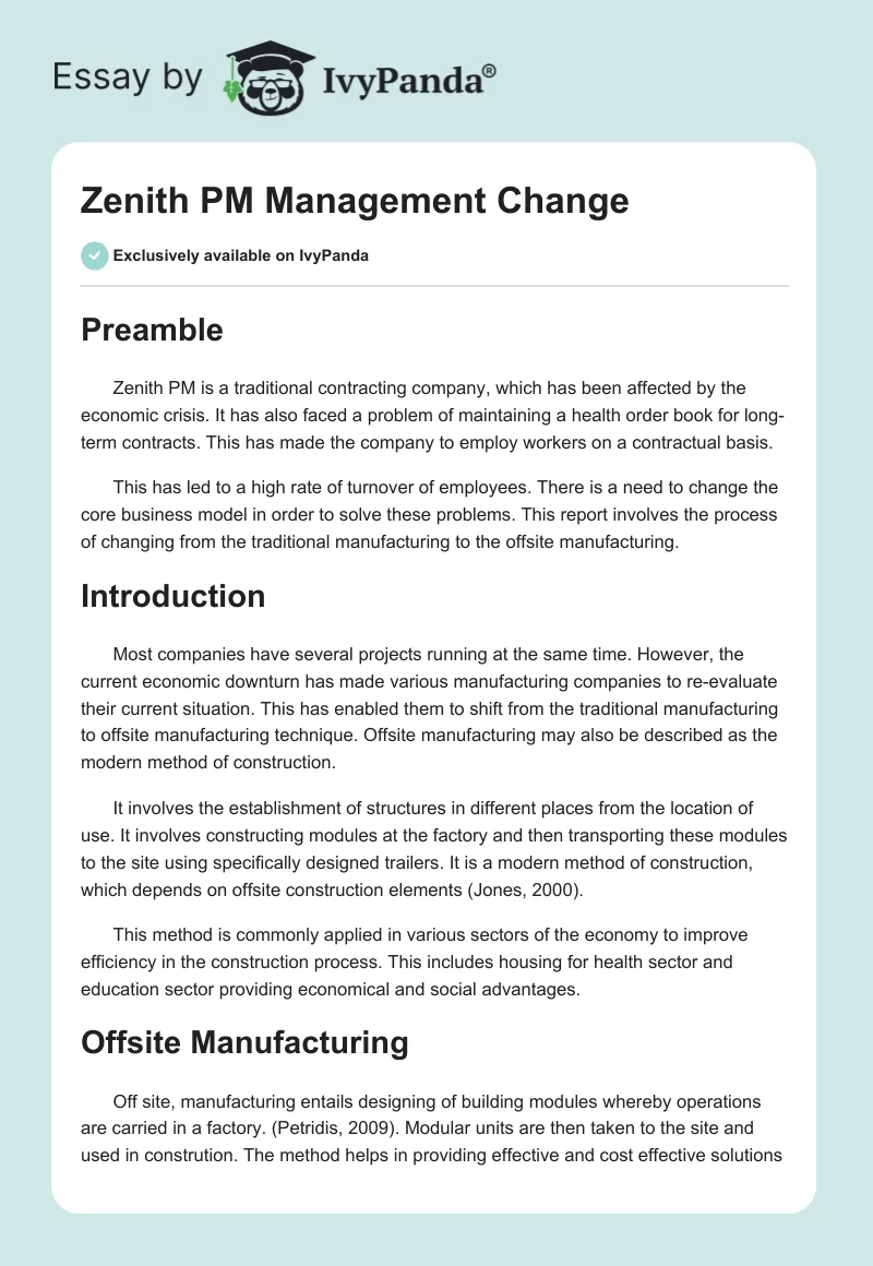 Zenith PM Management Change. Page 1