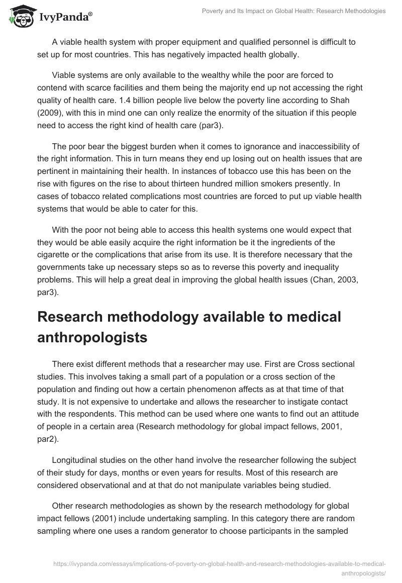 Poverty and Its Impact on Global Health: Research Methodologies. Page 2