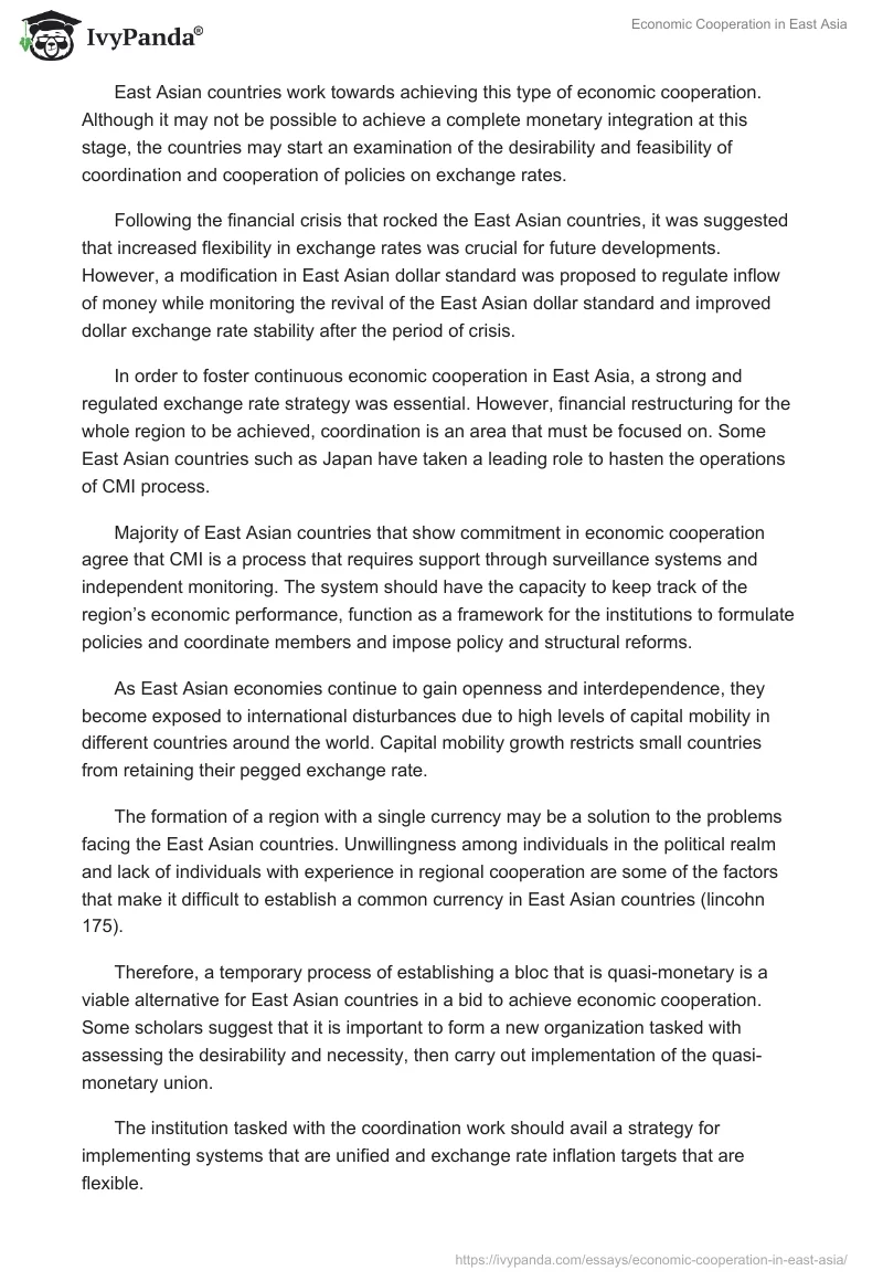 Economic Cooperation in East Asia. Page 4