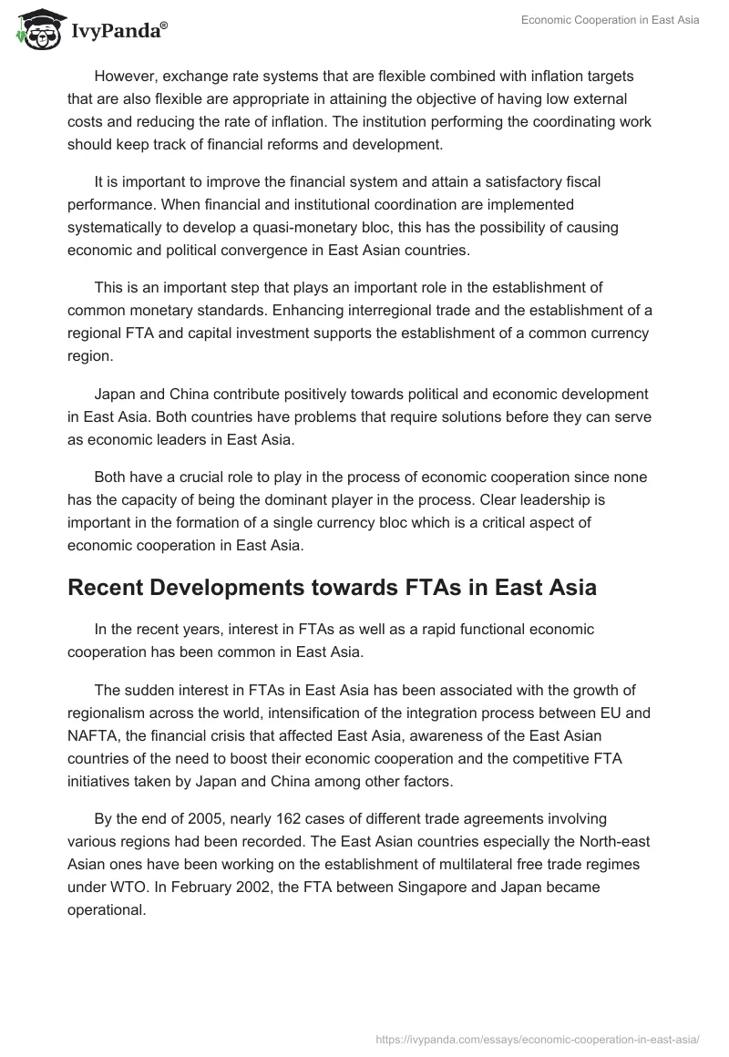 Economic Cooperation in East Asia. Page 5