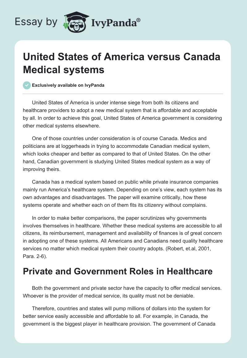 United States of America versus Canada Medical systems. Page 1