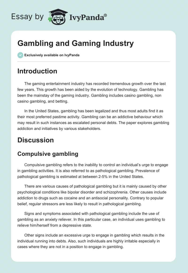 Gambling and Gaming Industry. Page 1