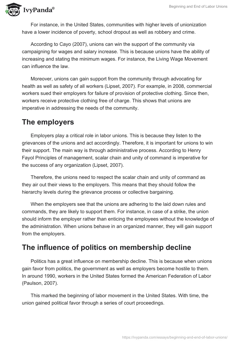Beginning and End of Labor Unions. Page 3
