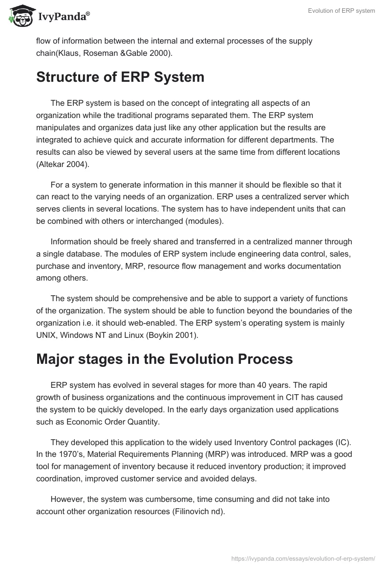 Evolution of ERP system. Page 3