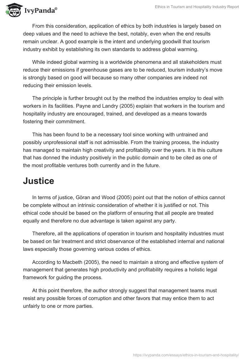 Ethics in Tourism and Hospitality Industry Report. Page 4