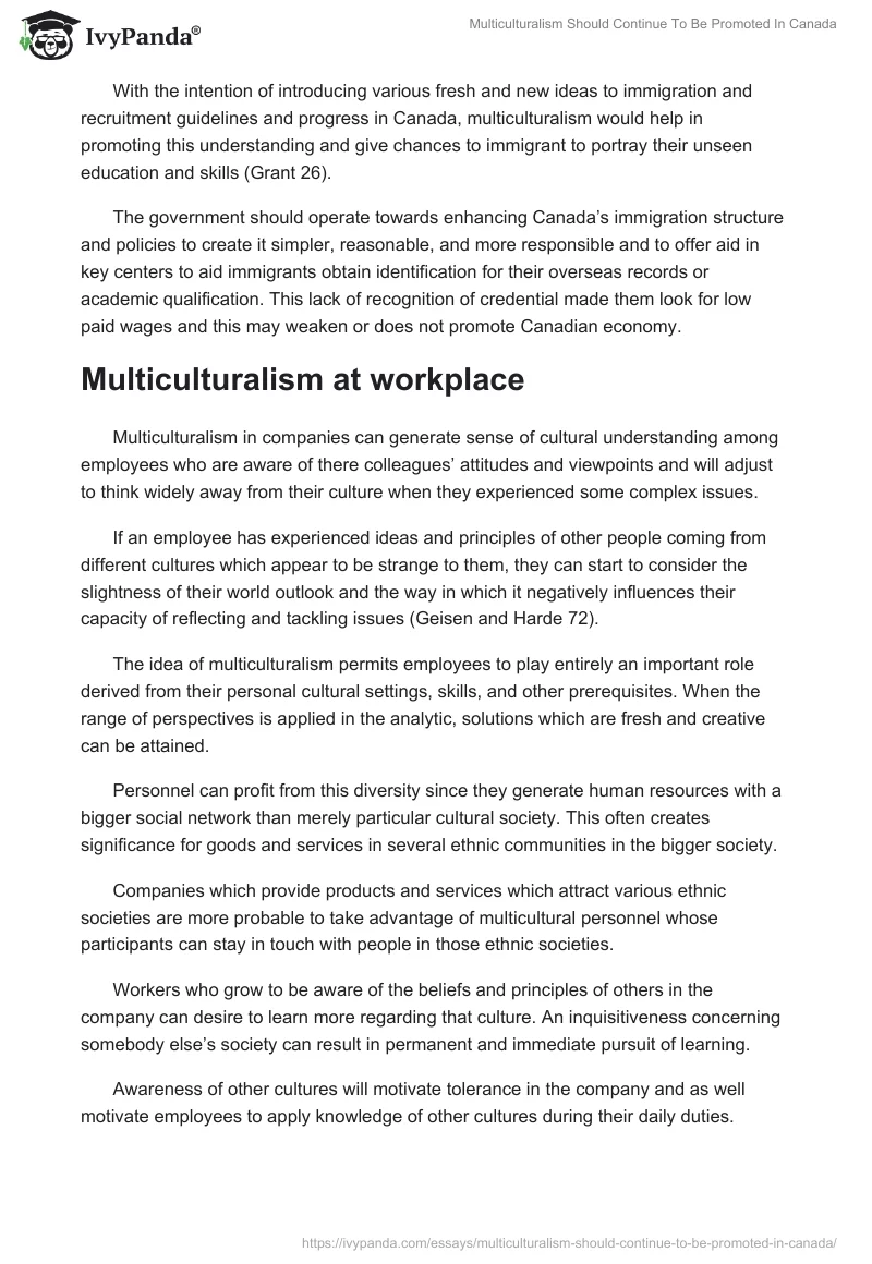 Multiculturalism Should Continue To Be Promoted In Canada. Page 3
