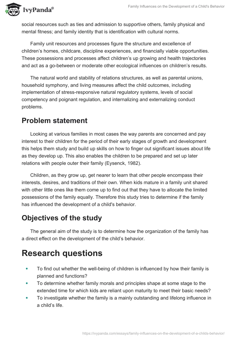 Family Influences on the Development of a Child's Behavior. Page 2