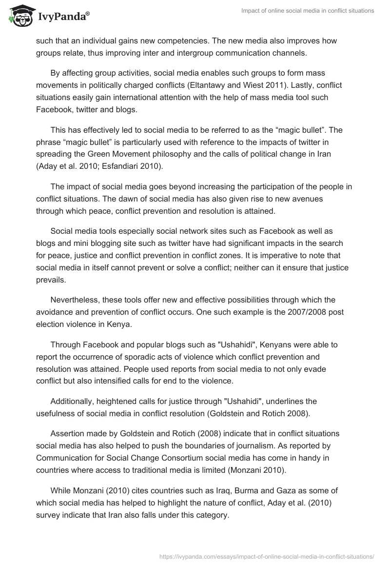 Impact of Online Social Media in Conflict Situations. Page 2