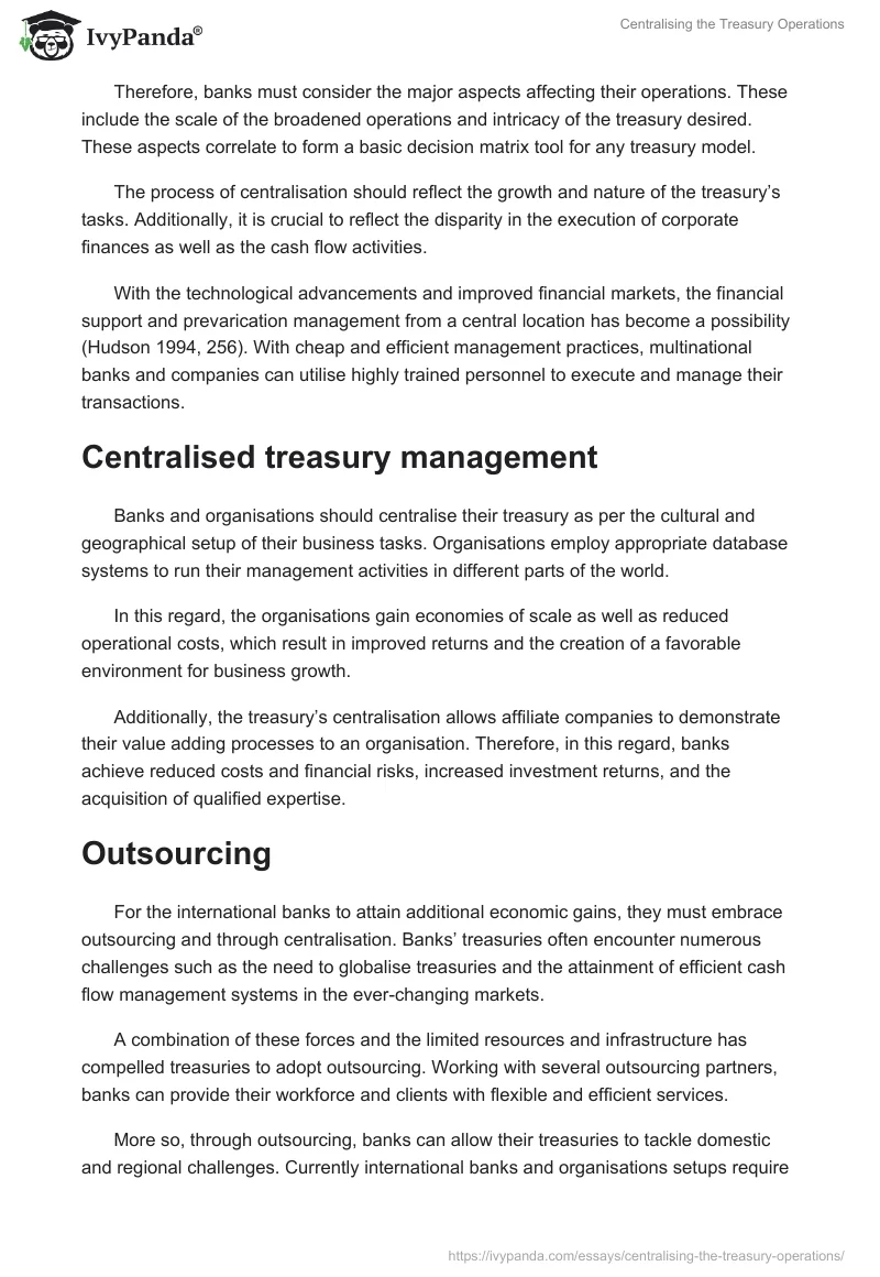Centralising the Treasury Operations. Page 2