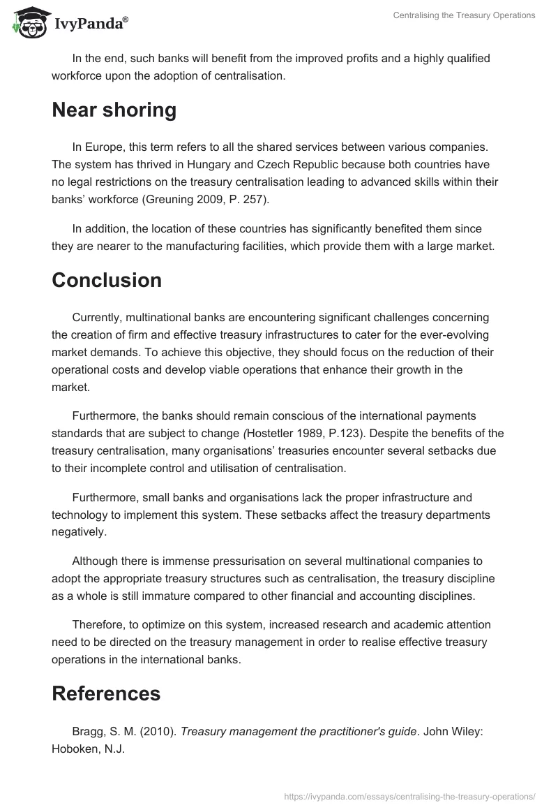 Centralising the Treasury Operations. Page 5