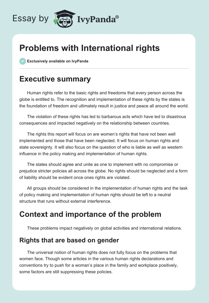 Problems with International rights. Page 1