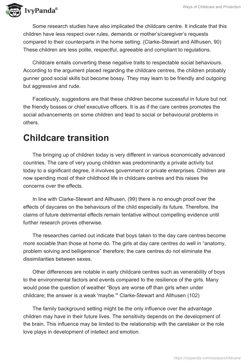 Ways of Childcare and Protection. Page 2