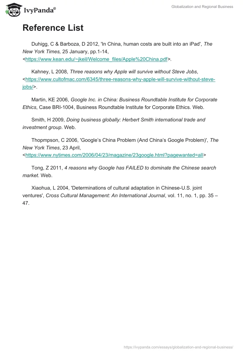 Globalization and Regional Business. Page 5