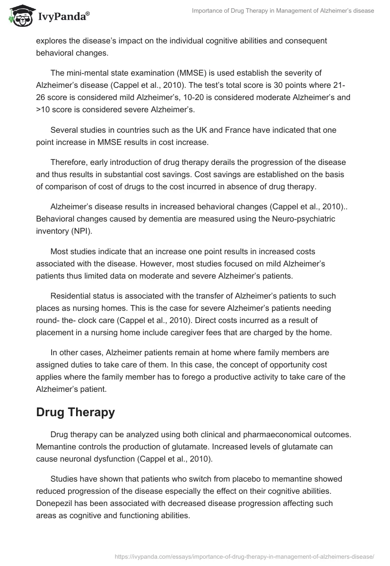 Importance of Drug Therapy in Management of Alzheimer’s Disease. Page 2