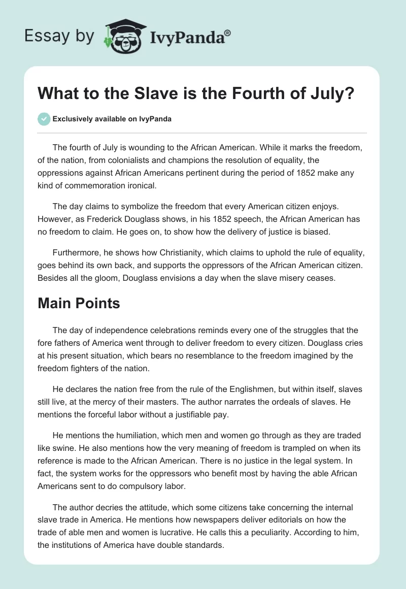 What to the Slave is the Fourth of July?. Page 1