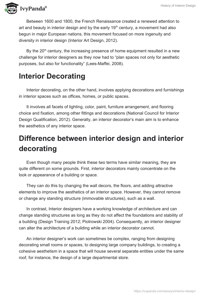 History of Interior Design. Page 2