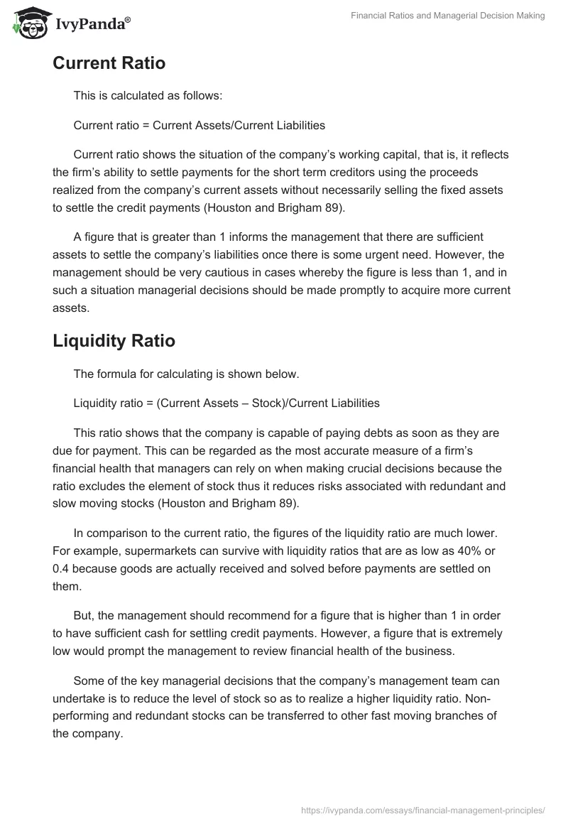 Financial Ratios and Managerial Decision Making. Page 2