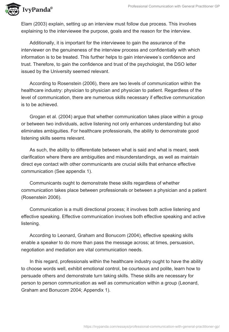 Professional Communication With General Practitioner GP. Page 2
