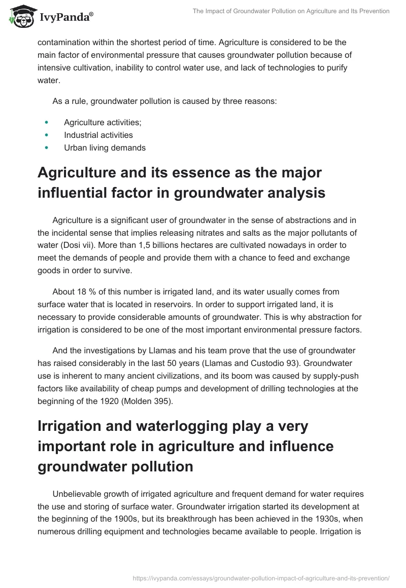 The Impact of Groundwater Pollution on Agriculture and Its Prevention. Page 2