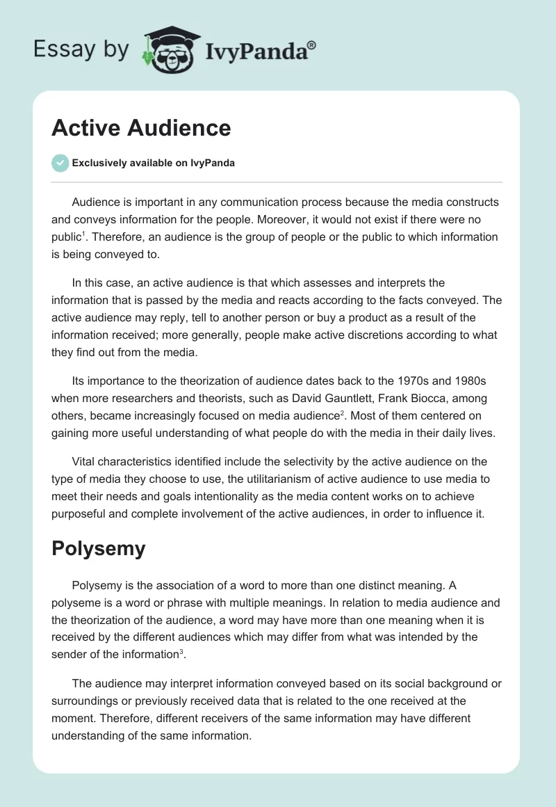 Active Audience. Page 1