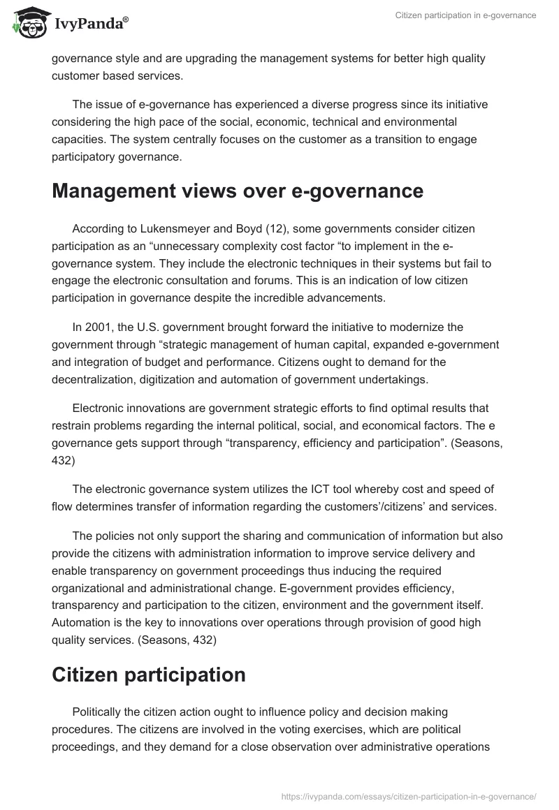 Citizen participation in e-governance. Page 2