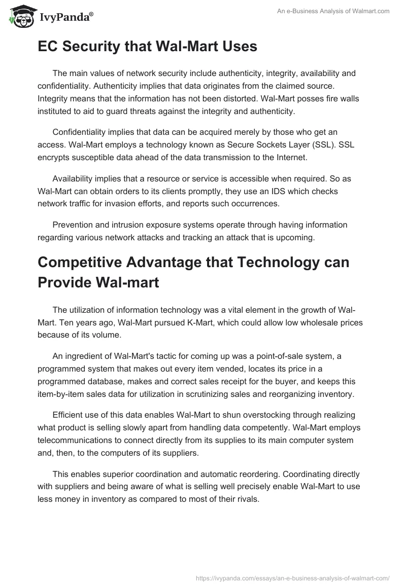 An E-Business Analysis of Walmart.com. Page 5