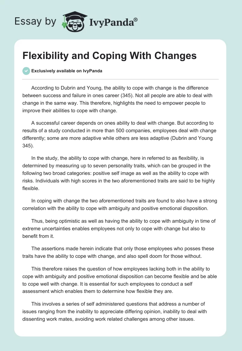 Flexibility and Coping With Changes. Page 1