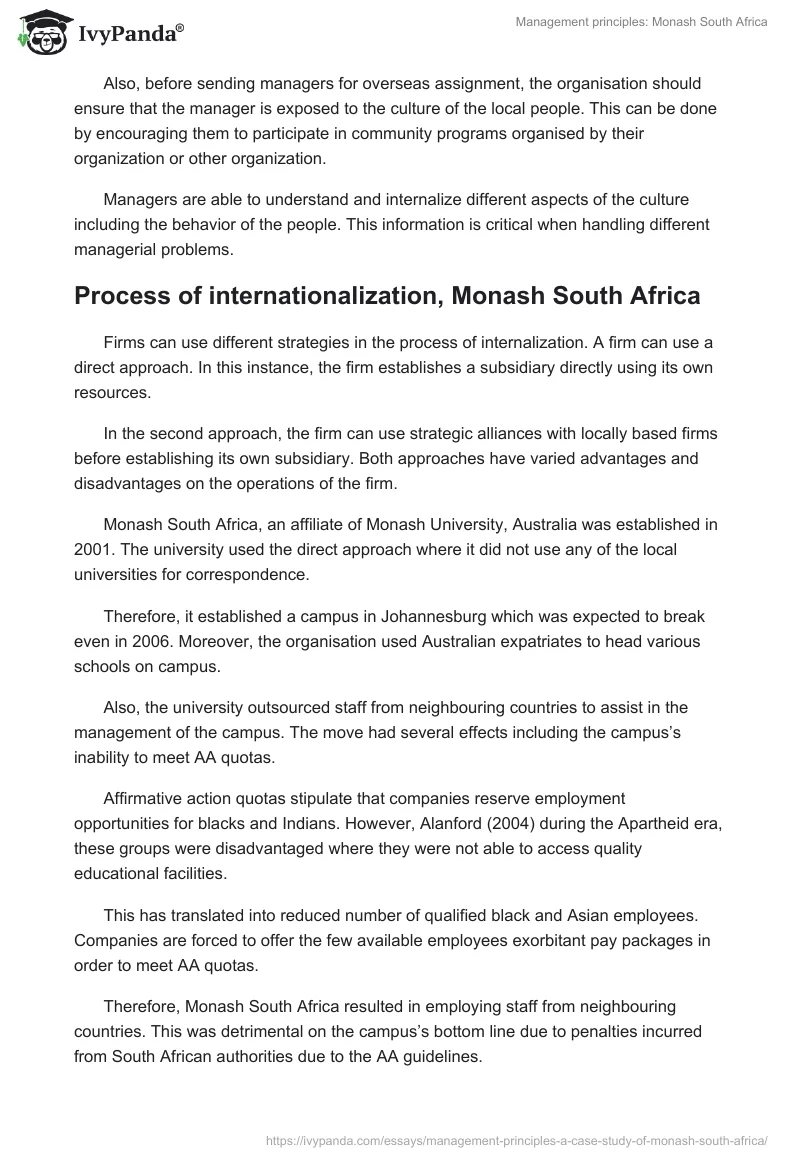 Management principles: Monash South Africa. Page 3