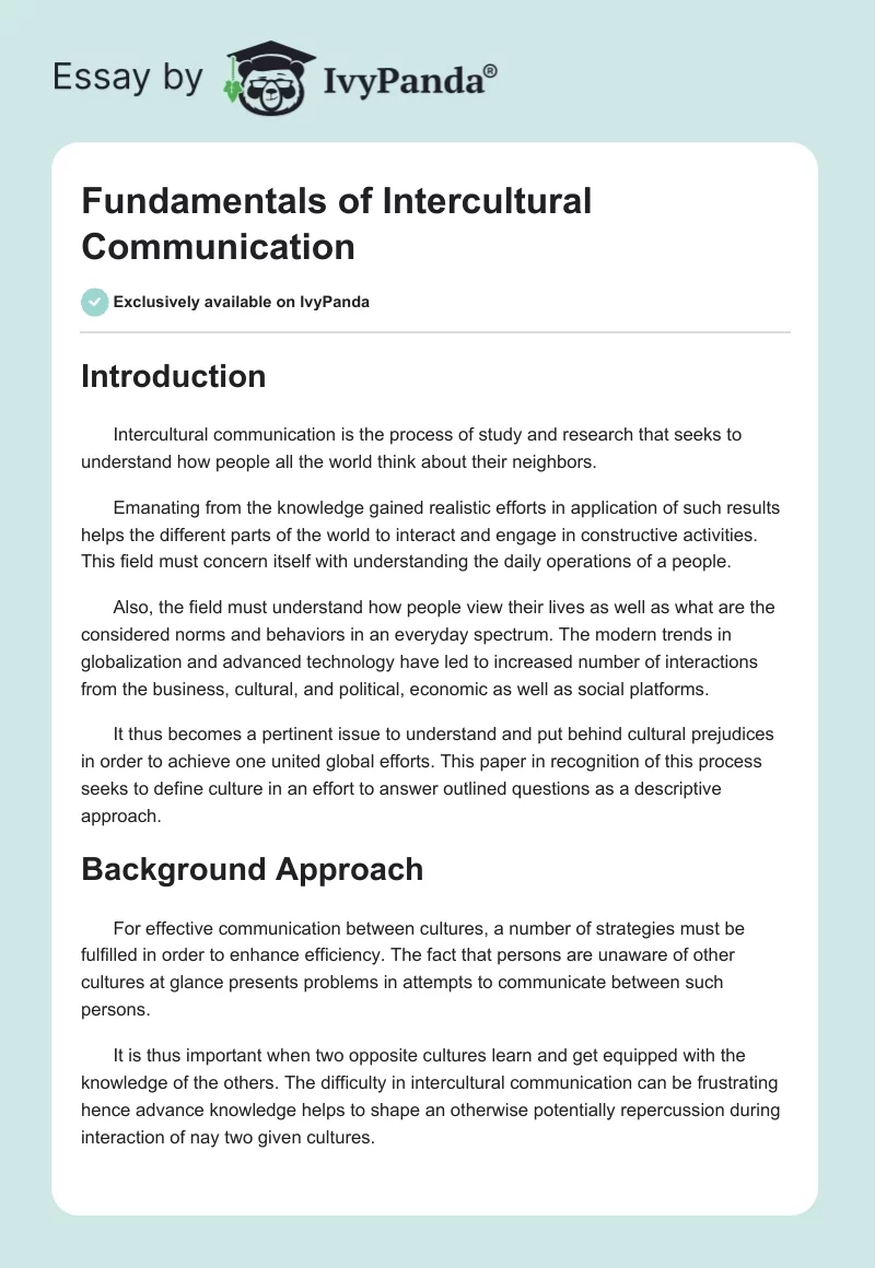 Fundamentals of Intercultural Communication. Page 1