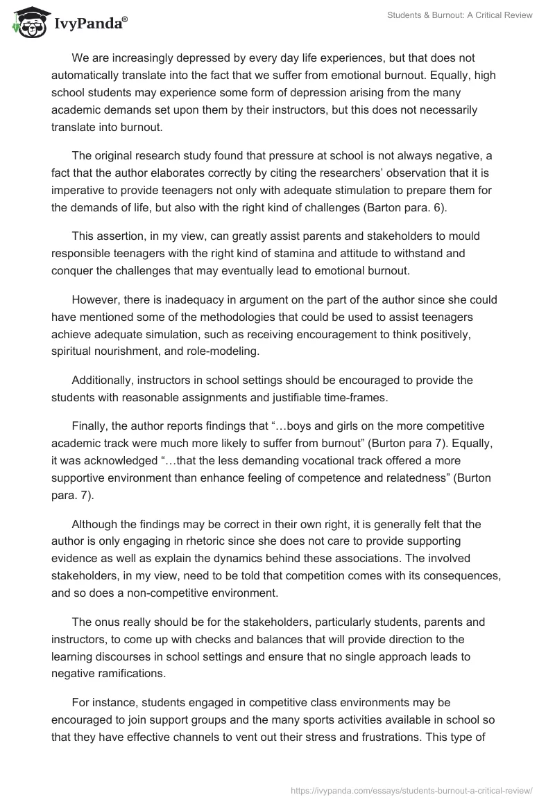 Students & Burnout: A Critical Review. Page 3