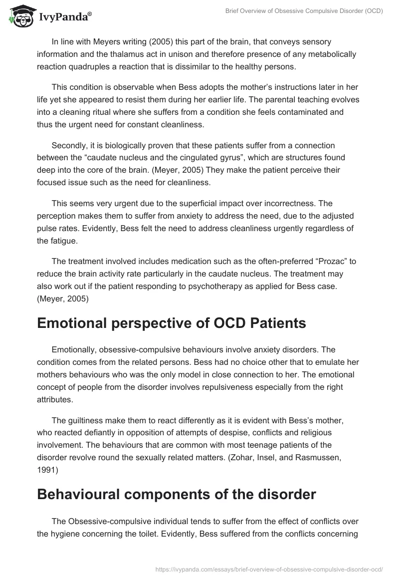 Brief Overview of Obsessive Compulsive Disorder (OCD). Page 2