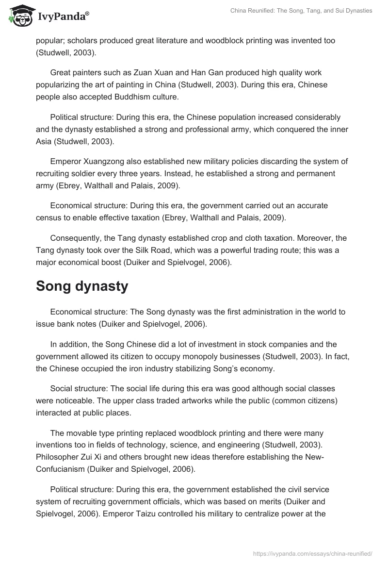 China Reunified: The Song, Tang, and Sui Dynasties. Page 2