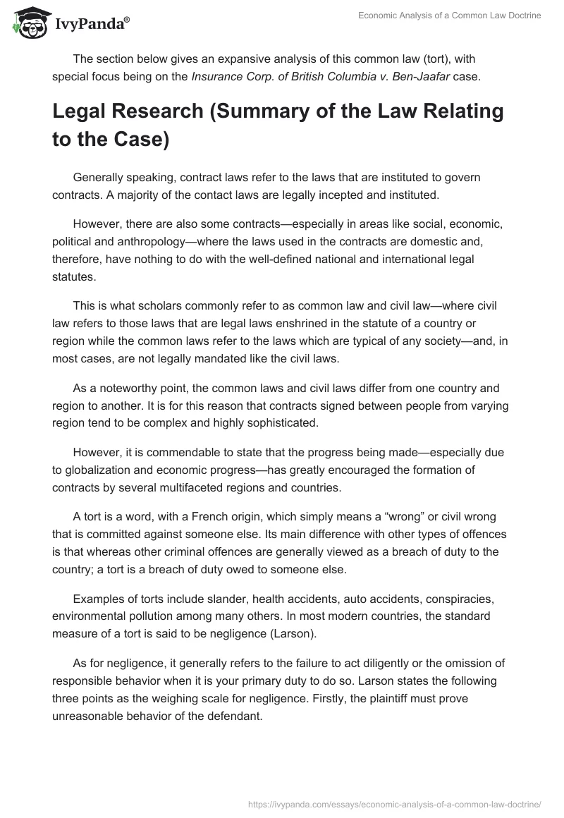 Economic Analysis of a Common Law Doctrine. Page 3