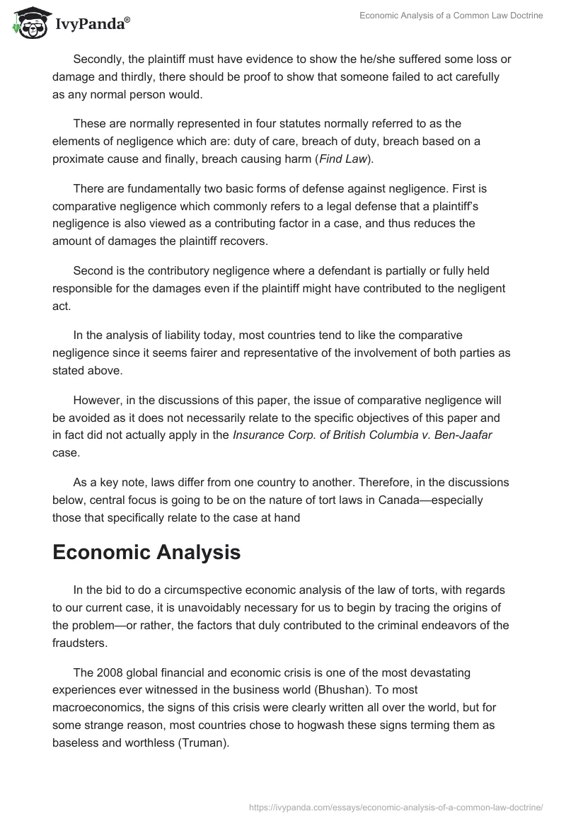 Economic Analysis of a Common Law Doctrine. Page 4