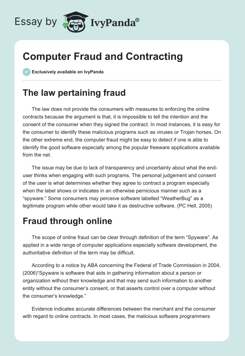 Computer Fraud and Contracting. Page 1