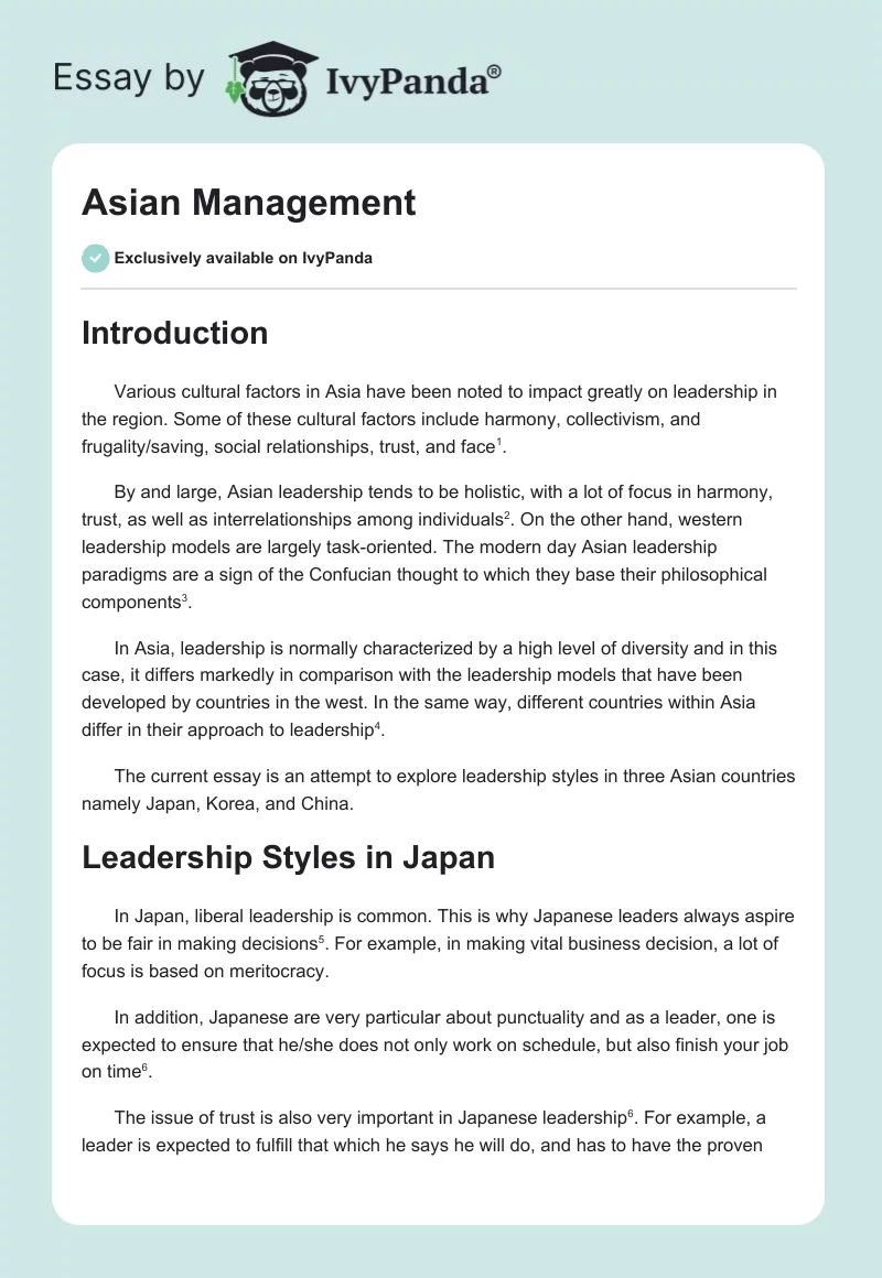 Asian Management. Page 1