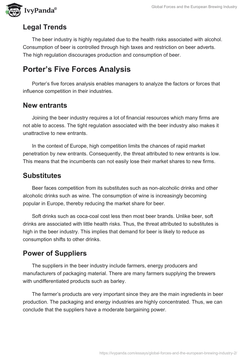 Global Forces and the European Brewing Industry. Page 4
