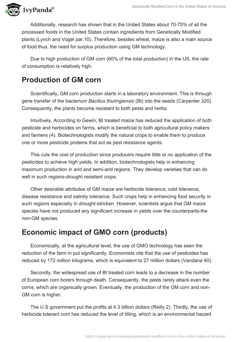 Genetically Modified Corn in the United States of America. Page 2