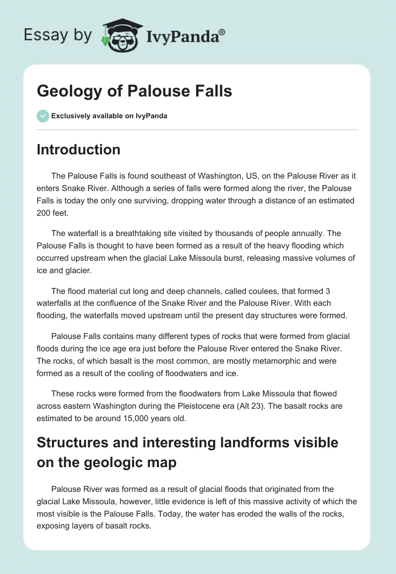 Geology of Palouse Falls. Page 1
